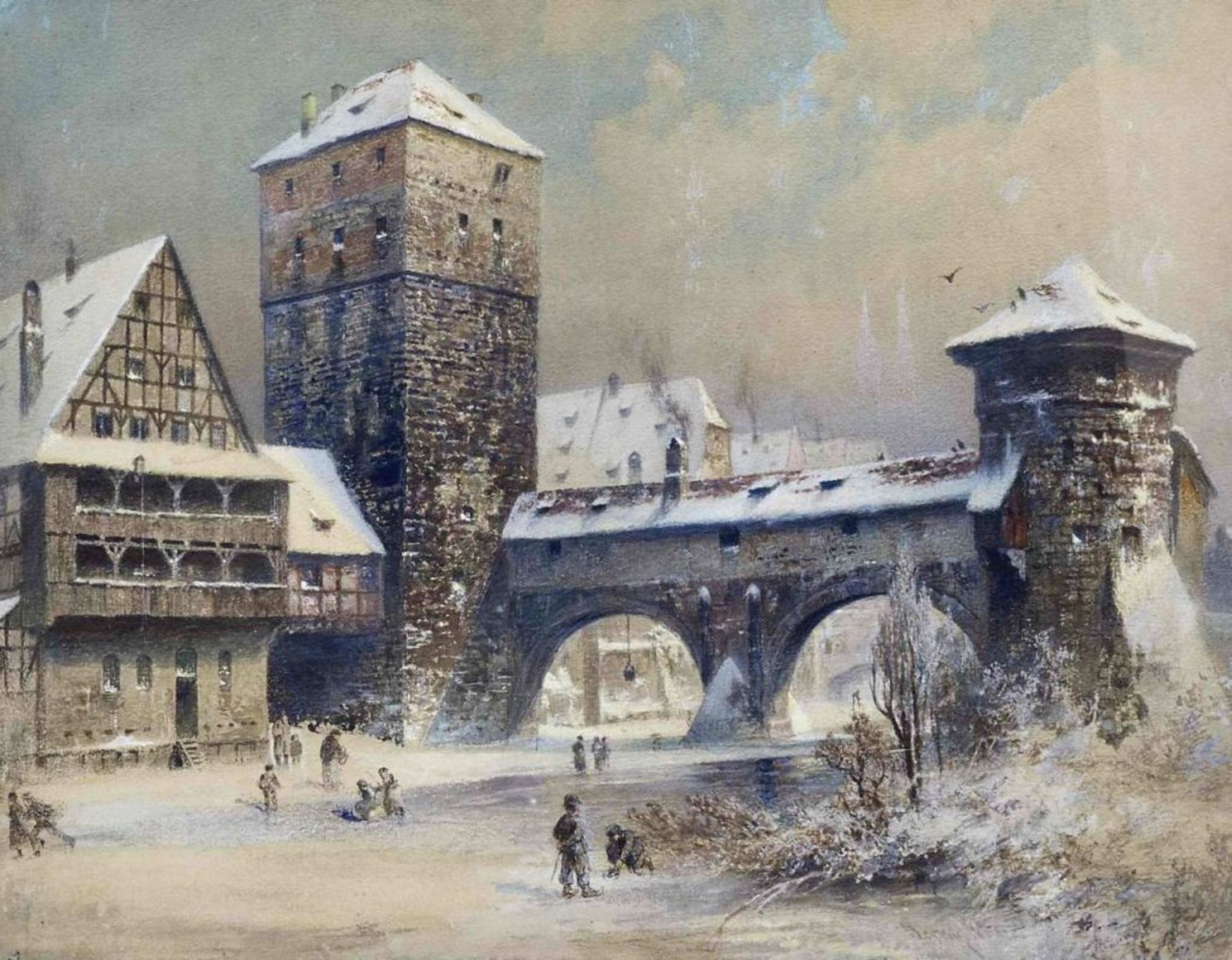 Ritter, Lorenz: Partie am Henkersteg in Nürnberg im Winter - Image 2 of 2
