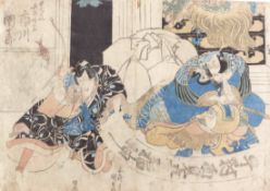 Utagawa Kunisada (Toyokuni III.), Diptychon mit zwei Schauspielerbildnissen
