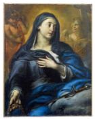 Maria mit den Leidenswerkezeugen Christi zwischen zwei Engeln, Römische Schule, 2. H. 17. Jh.