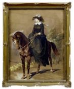 Acqua, Cesare Félis Georges dell': Portrait of Giulia dell'Acqua on horseback