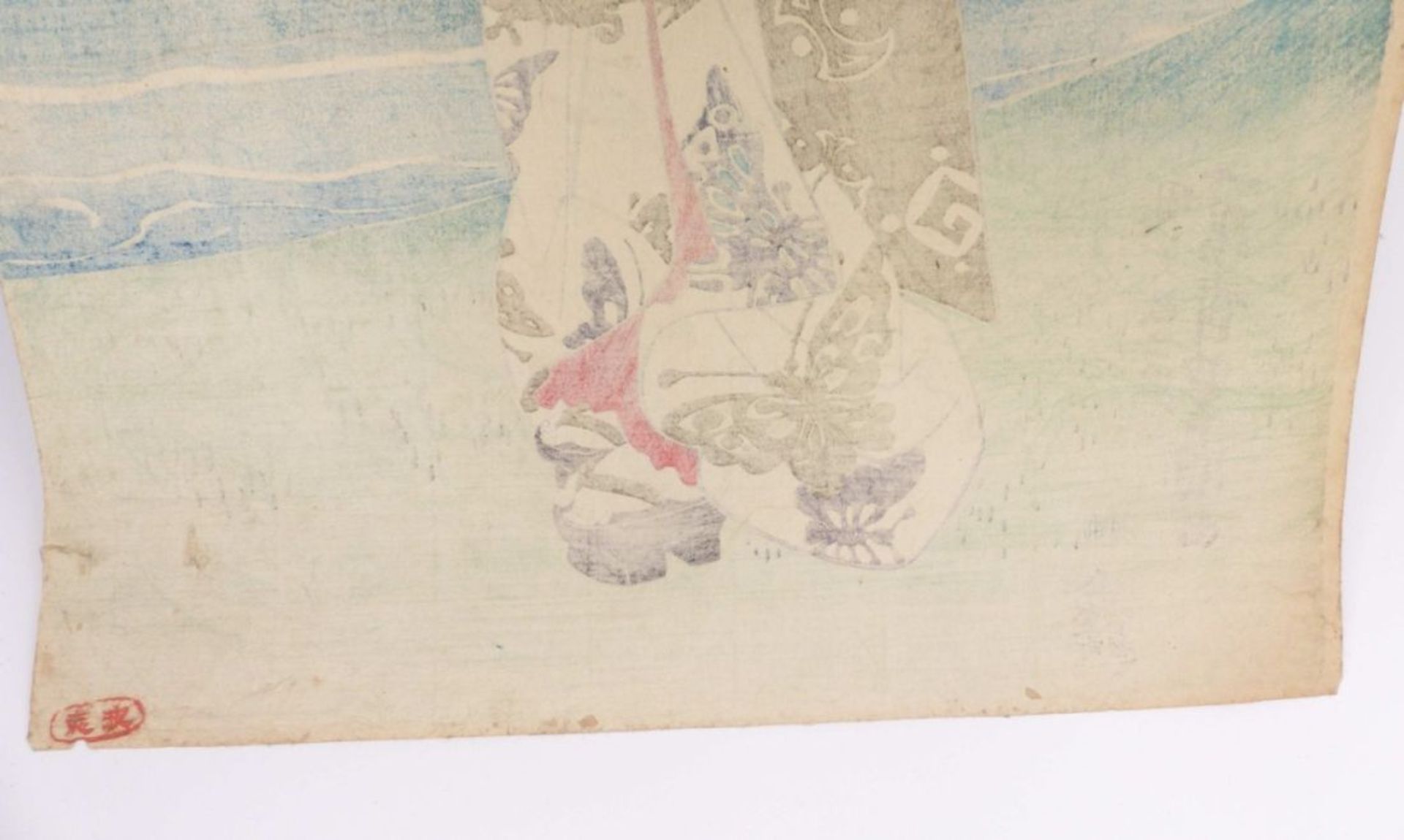 Utagawa Toyokuni II., Geisha mit Laterne am Flussufer - Image 3 of 4