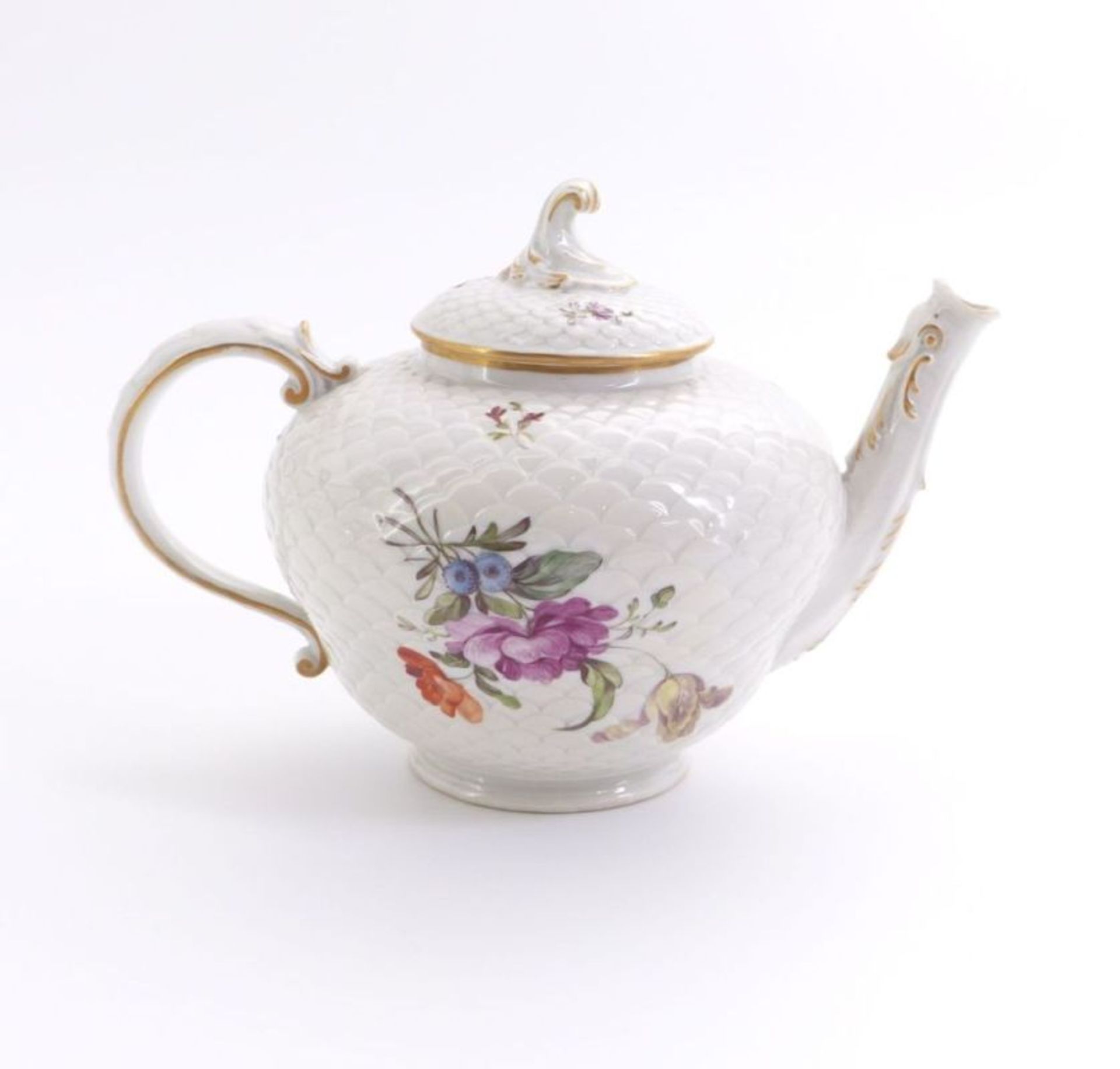 Kleine Teekanne mit Blumendekor, Ludwigsburg, 2. H. 18. Jh. - Bild 2 aus 3