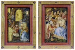Zwei kleine gotische Tafelbilder mit Anbetungsszenen, Oberitalien, Siena, Anfang des 16. Jh.