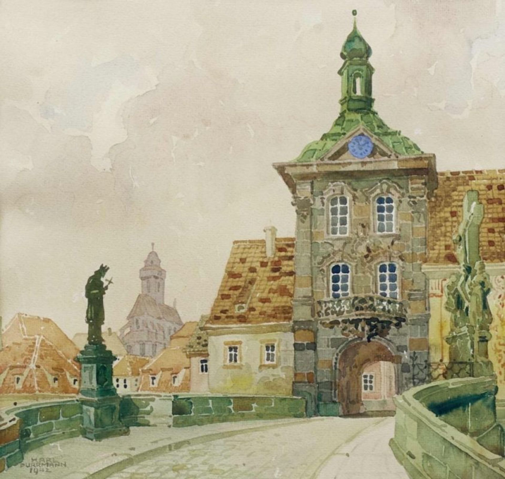 Purrmann, Karl: Blick auf das Alte Rathaus zu Bamberg - Image 2 of 2