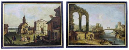 Albotto, Francesco - Kreis des: Zwei Architekturcapricci mit Figuren