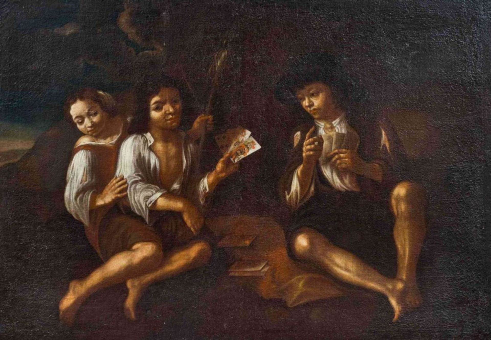 Zwei Knaben beim Kartenspiel, Italienischer Meister des 17. Jahrhunderts - Image 2 of 2