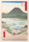 Utagawa (Ando) Hiroshige: Kanbara: Blick auf den Fuji vom Iwabuchi-Berg