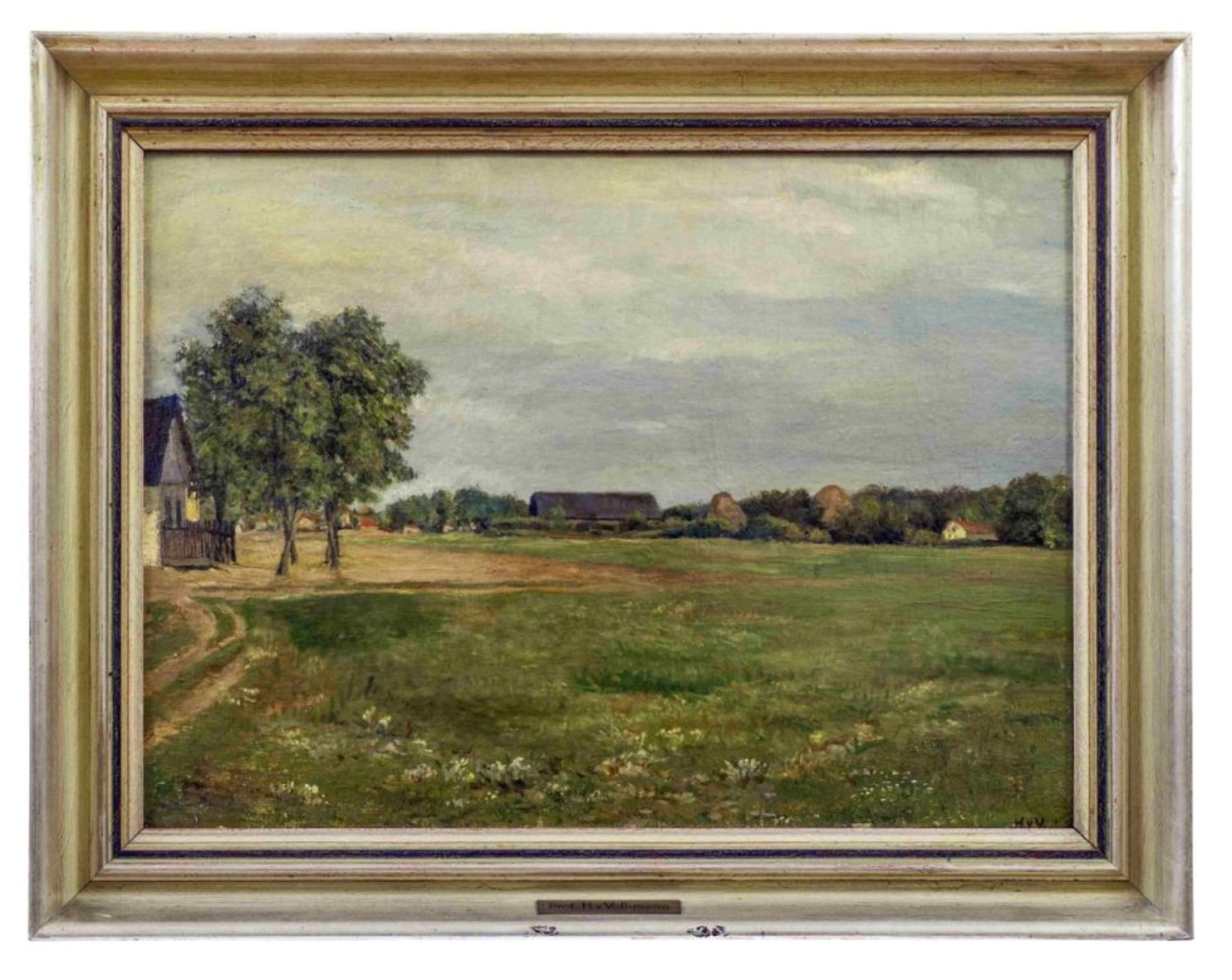 Volkmann, Hans Richard von: Sommerlandschaft mit Blick auf ein Dorf