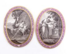 Zwei ovale Plaketten mit allegorischen Figuren, 19. Jh.