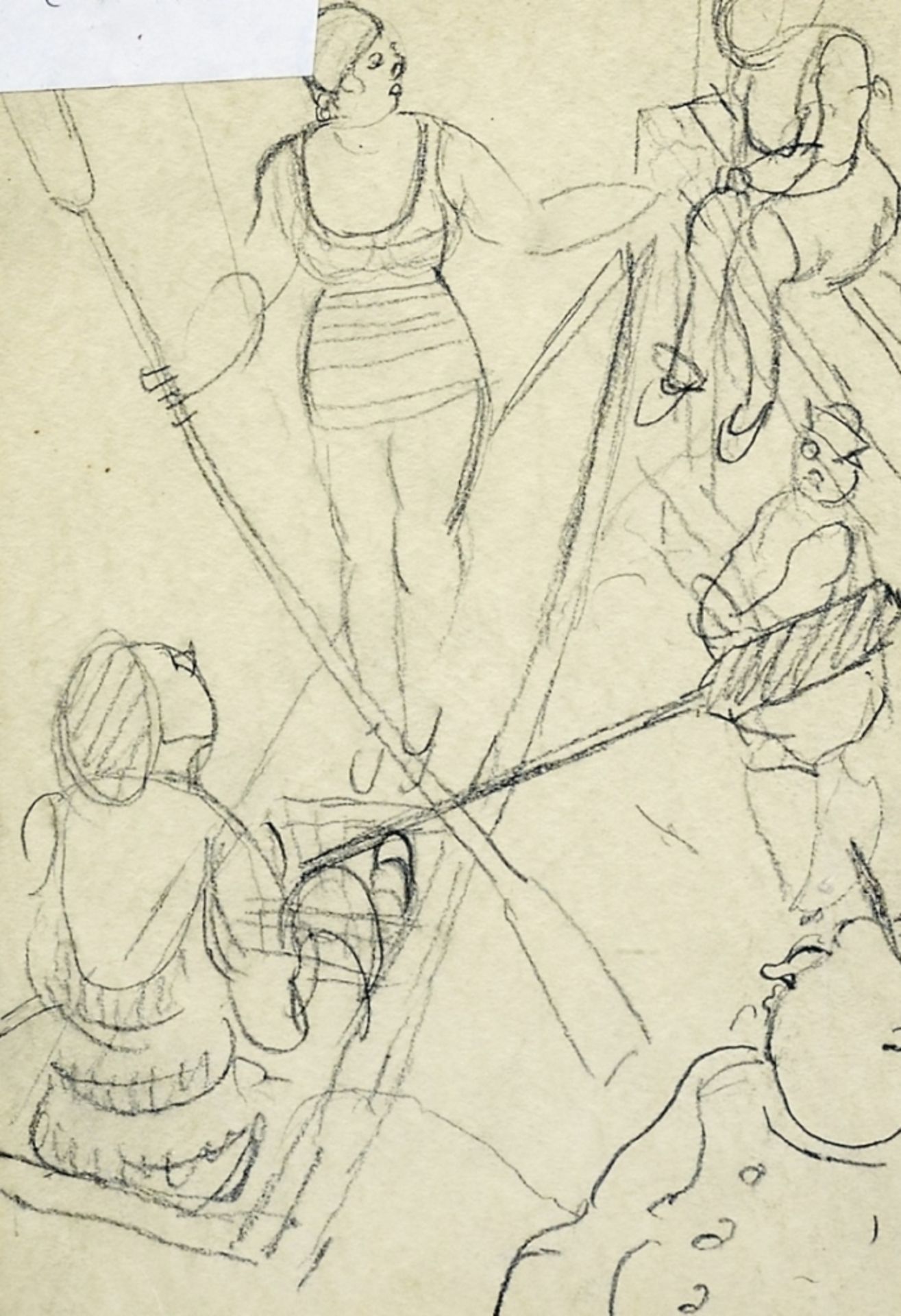Ehmsen, Heinrich (Attrib.): Skizze mit Ruderinnen in einem Boot - Bild 2 aus 2