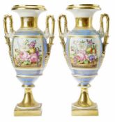 Paar Kaminvasen mit Blumendekor im Empirestil, Frankreich, 19. Jh.