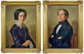 Bildnispendants des Ehepaares Prandtner aus Traunstein, Portraitmaler des 19. Jahrhunderts