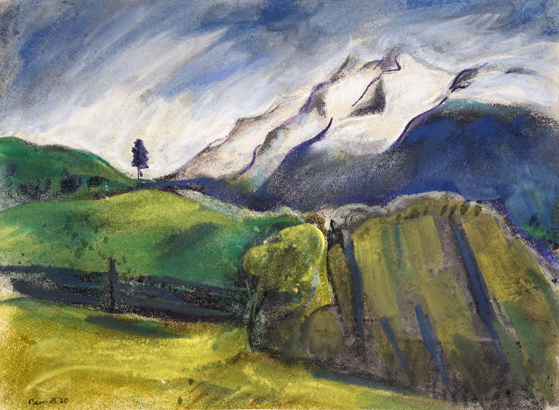 Siegfried Berndt, Wiesenlandschaft / Landschaft in Kärnten. 1909/1930. - Bild 2 aus 2