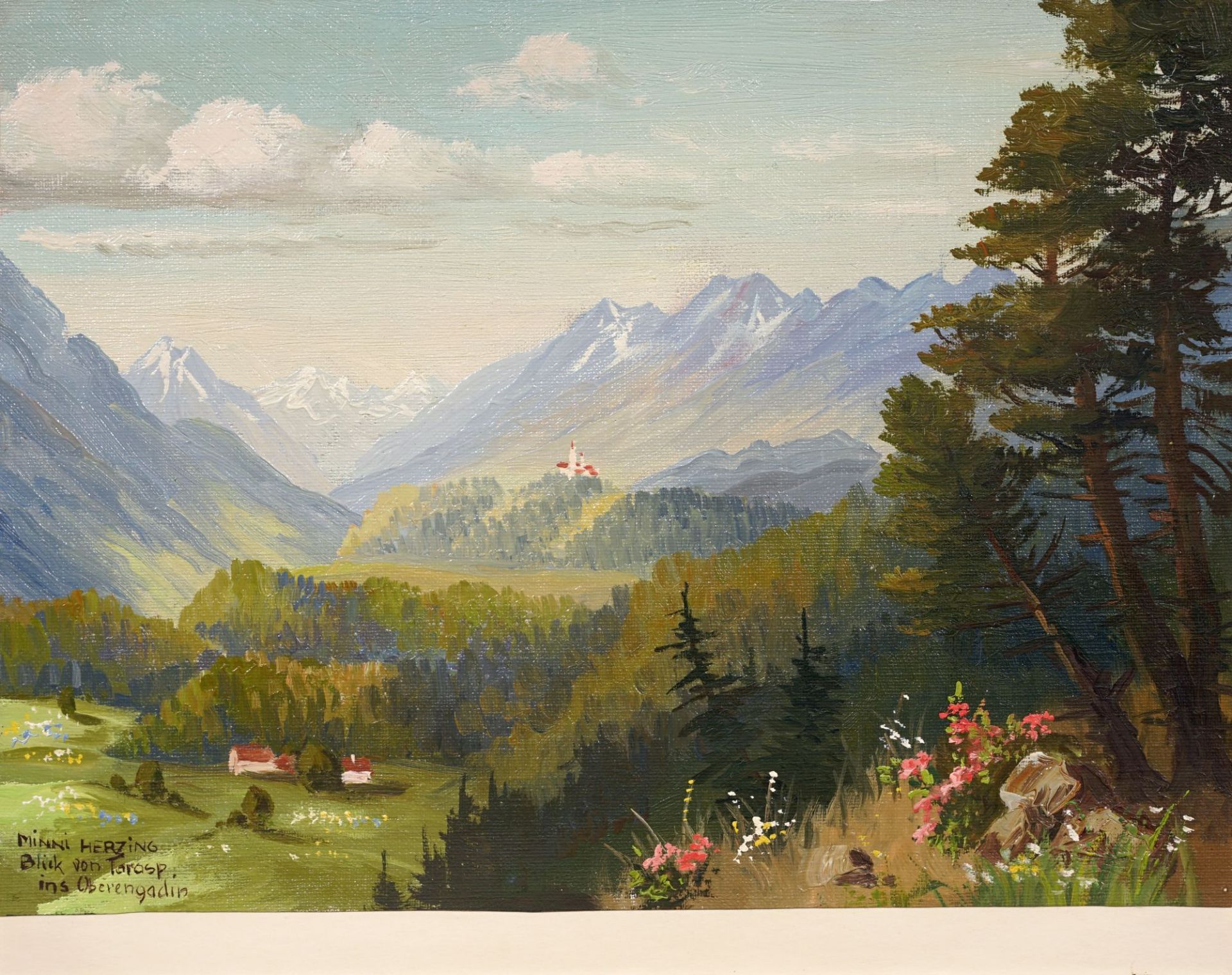 Minni (Hermine) Herzing "Schloss Ortenstein im Domleschg" / "Bergell" / "Blick von Tarasp ins O...