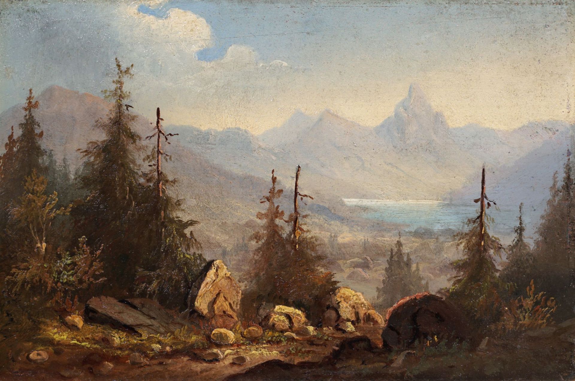Hugo Müller-Mohr (zugeschr.), Gebirgslandschaft bei Altenburg in Südtirol. 1888.