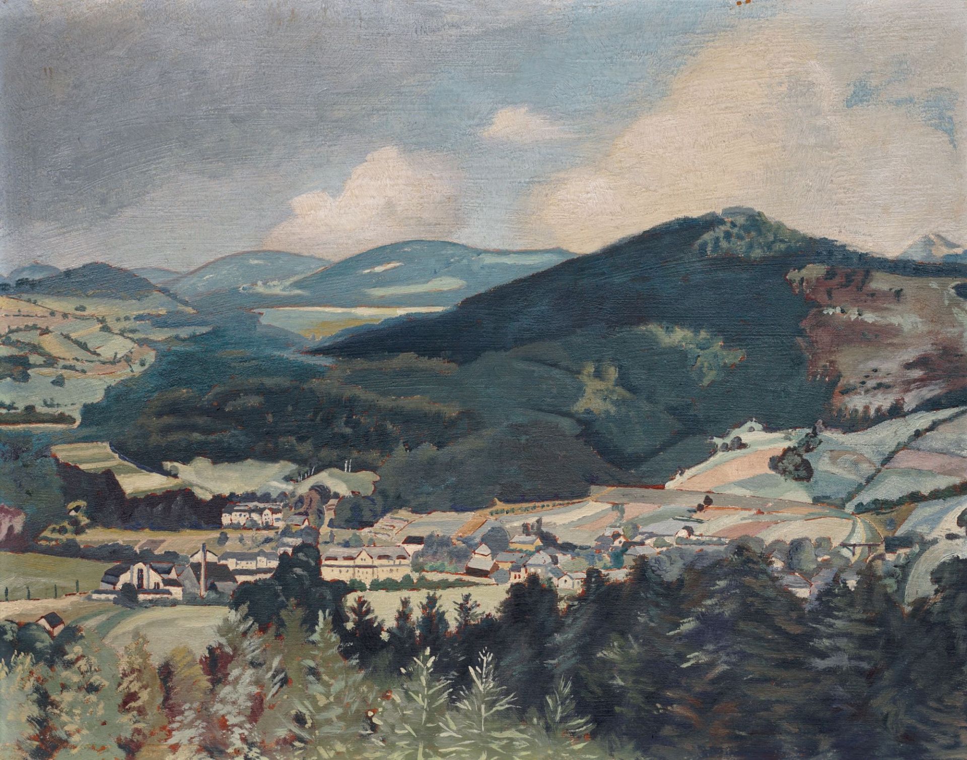 Oberlausitzer Maler, Blick auf das Zittauer Gebirge. Wohl 1930er Jahre.