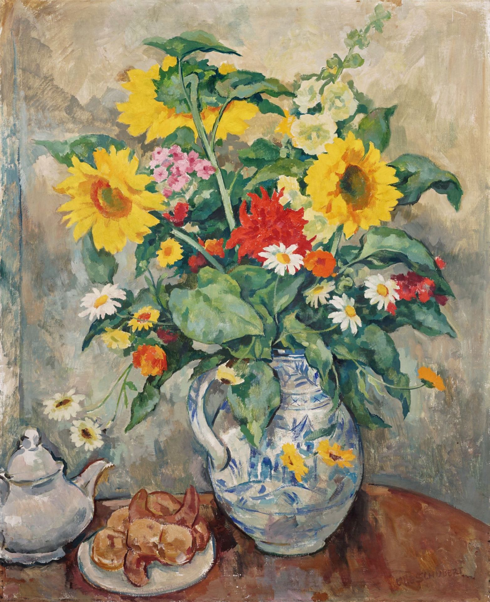 Otto Schubert "Herbstblumenstrauß". Wohl 1940er Jahre.