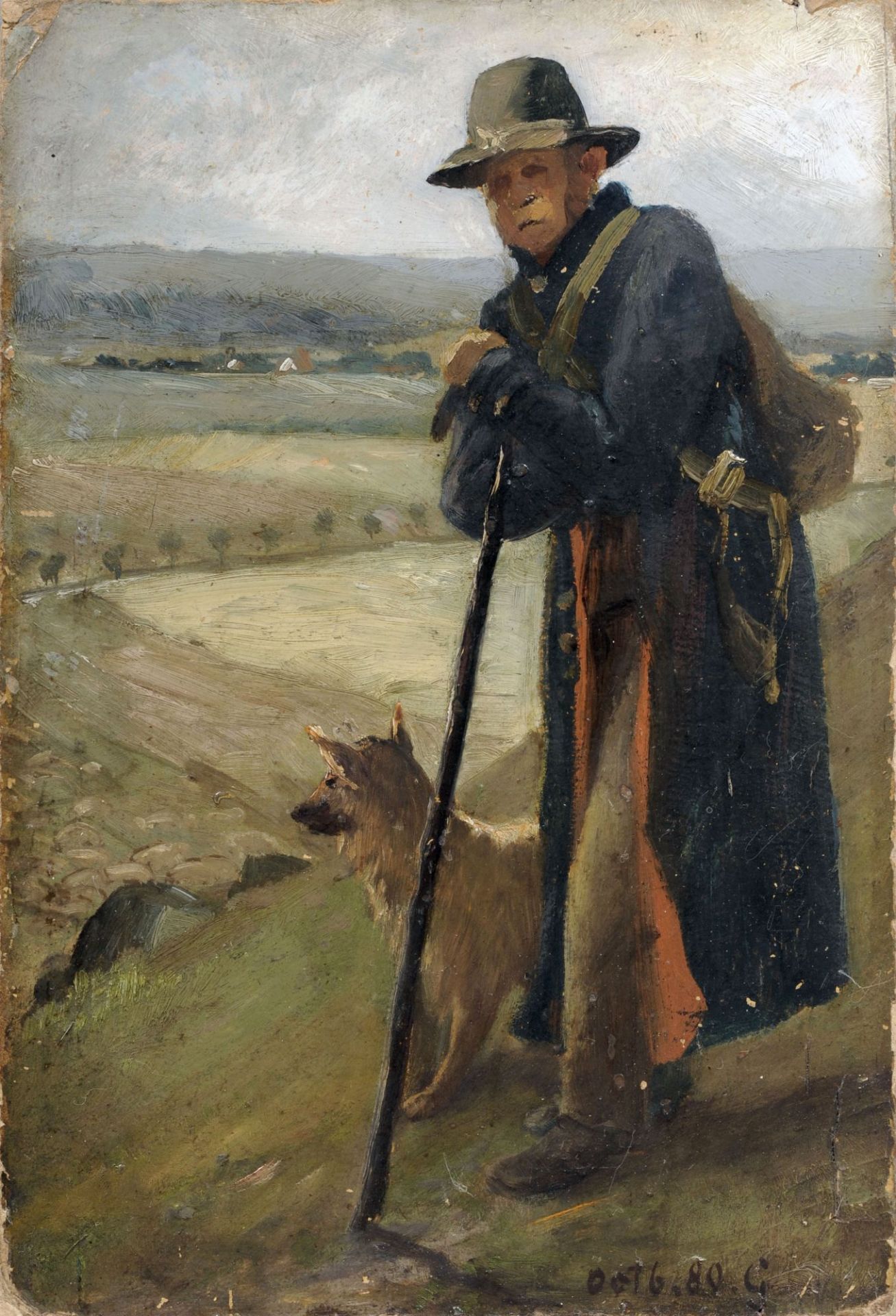 Christian Friedrich Gille, Schäfer vor sächsischer Landschaft. 1880.