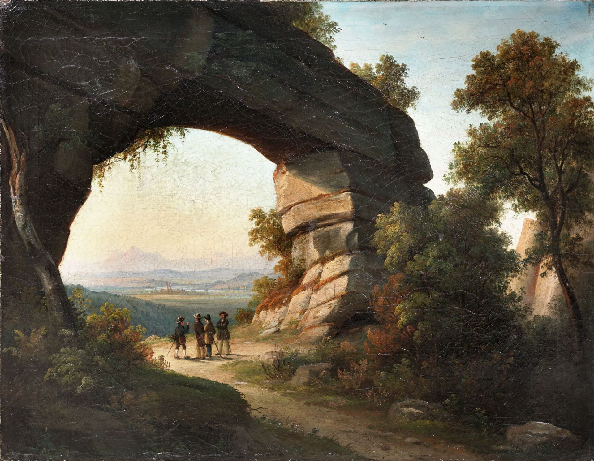 Robert Kaye Greville, Blick auf das Prebischtor in der Sächsischen Schweiz. Wohl um 1840.