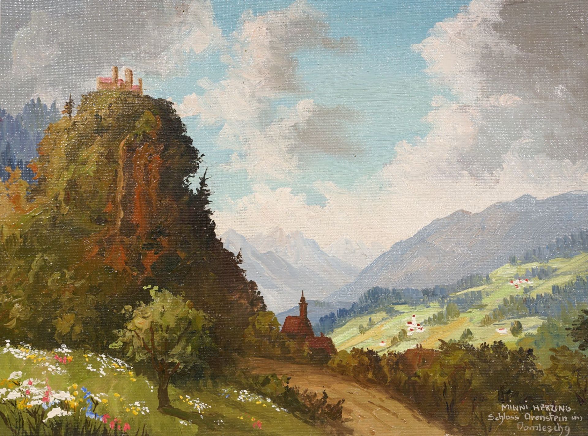 Minni (Hermine) Herzing "Schloss Ortenstein im Domleschg" / "Bergell" / "Blick von Tarasp ins O... - Bild 3 aus 3