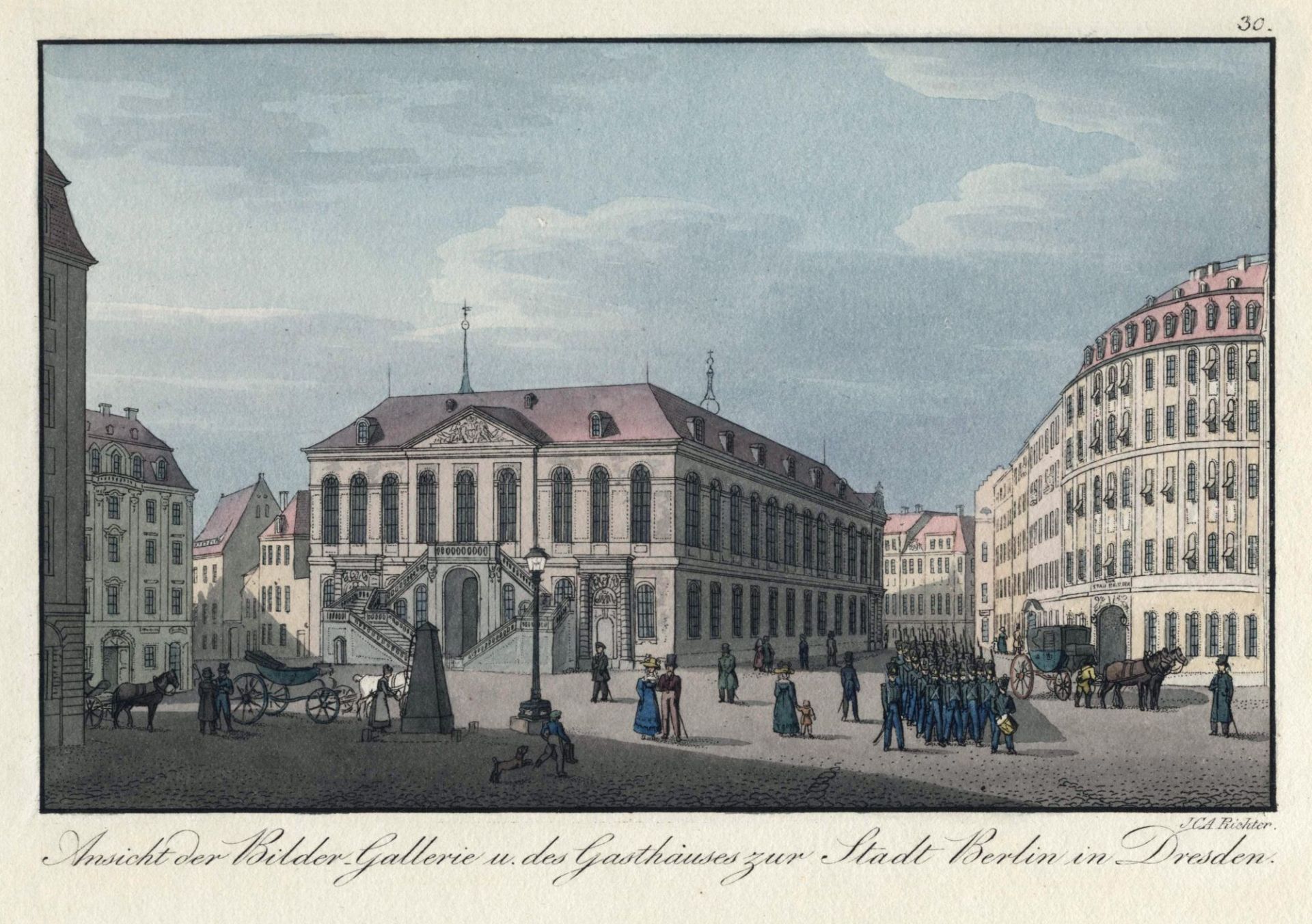 Johann Carl August Richter "Ansicht der Bilder-Gallerie u. des Gasthauses zur Stadt Berlin in D...