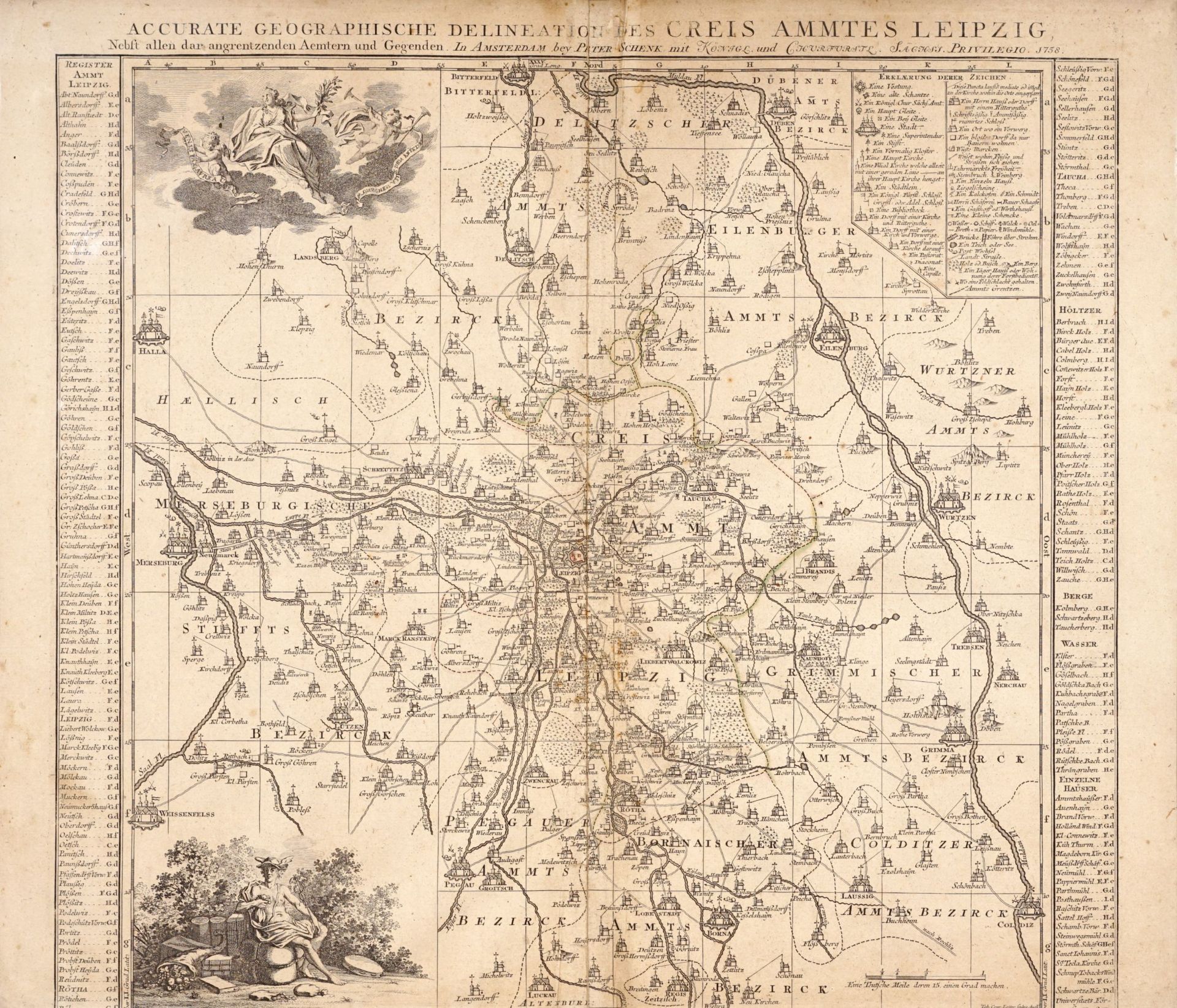 Tobias Conrad Lotter "Accurate geographische delineation des Creis Ammtes Leipzig". 1758.