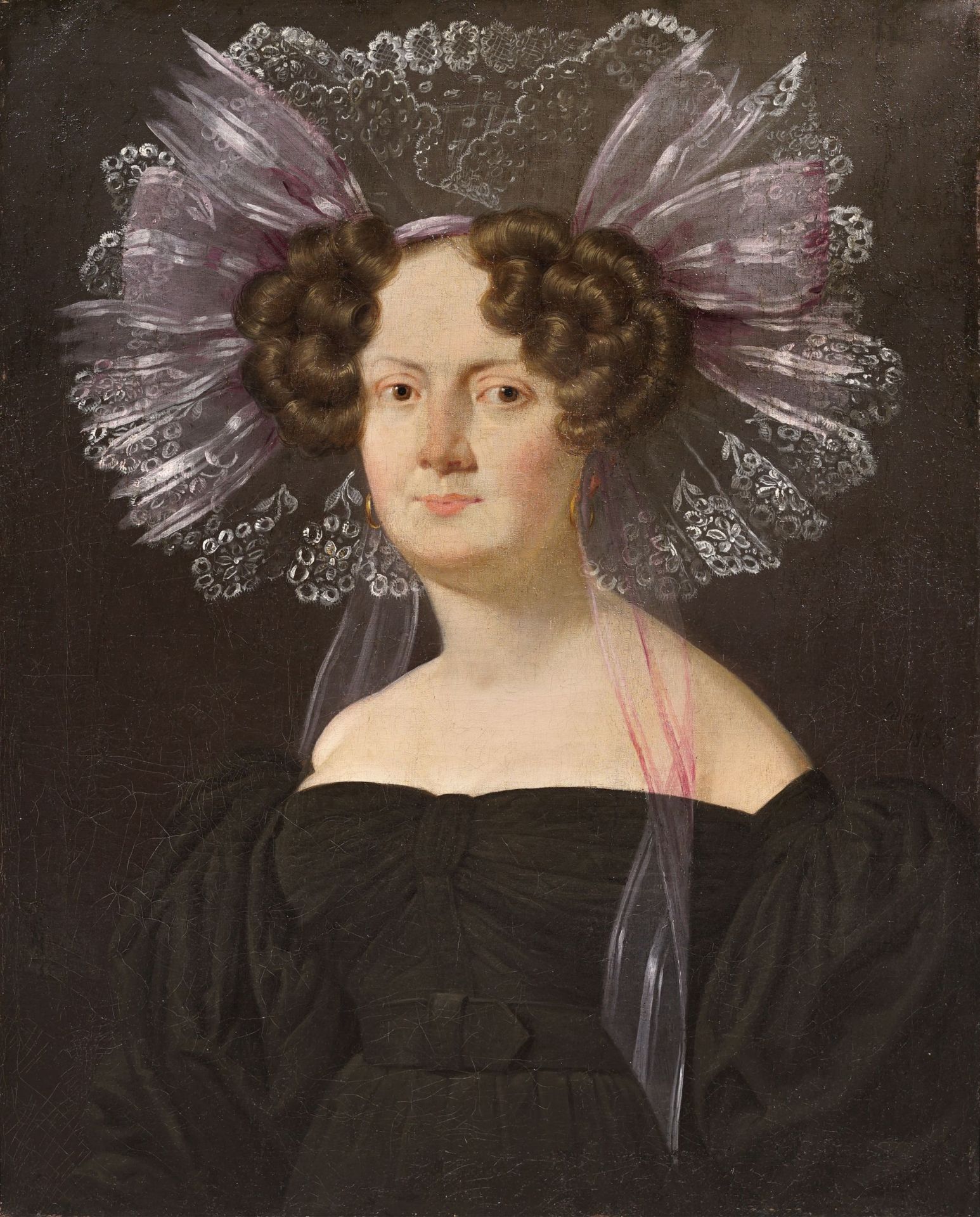 Józef Edward August Gillern, Bildnis einer Dame mit Spitzenhaube. 1833.