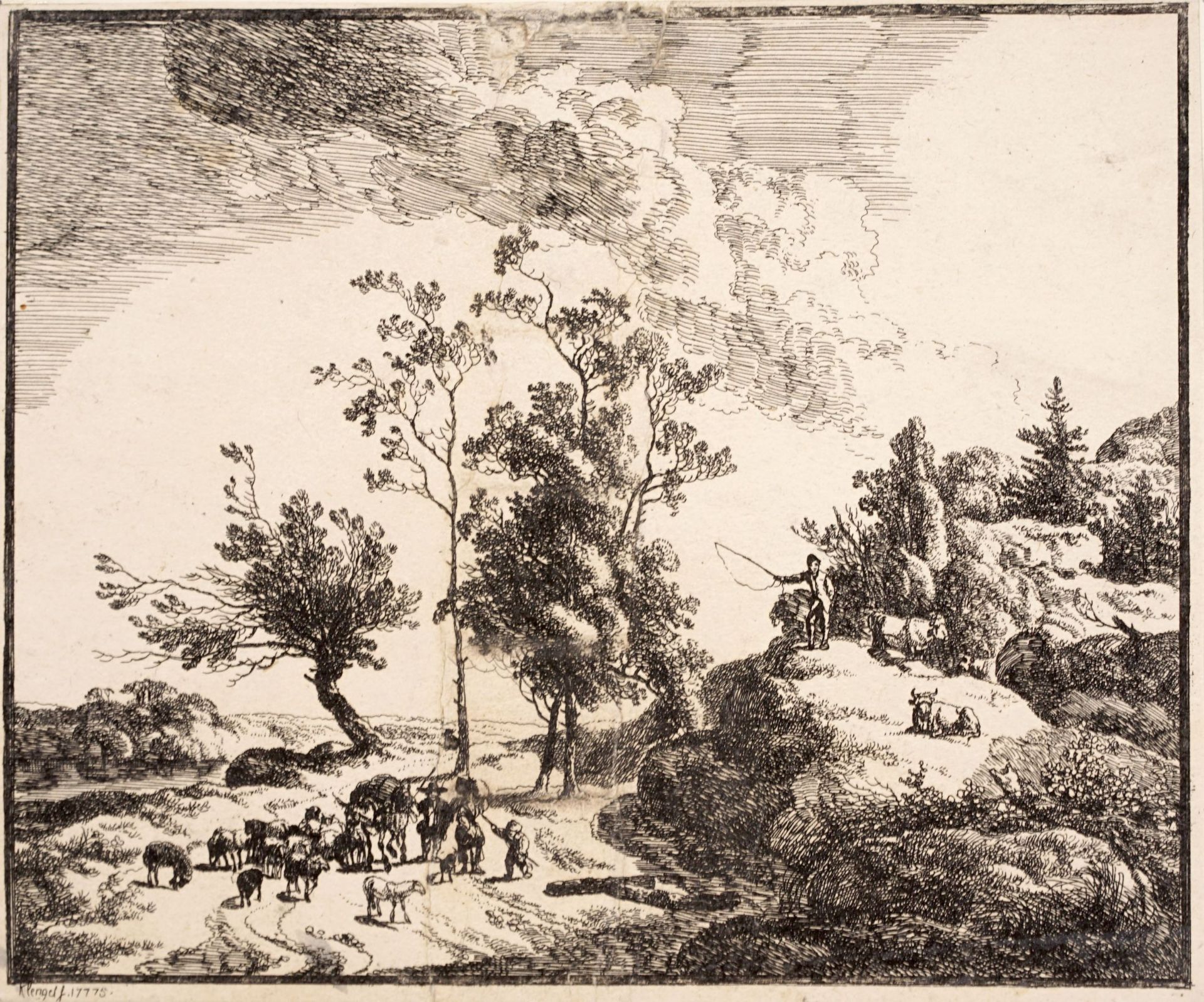 Johann Christian Klengel, Weite Landschaft mit Viehherde / Landschaft mit Burgruine. 1775/1776. - Image 2 of 2