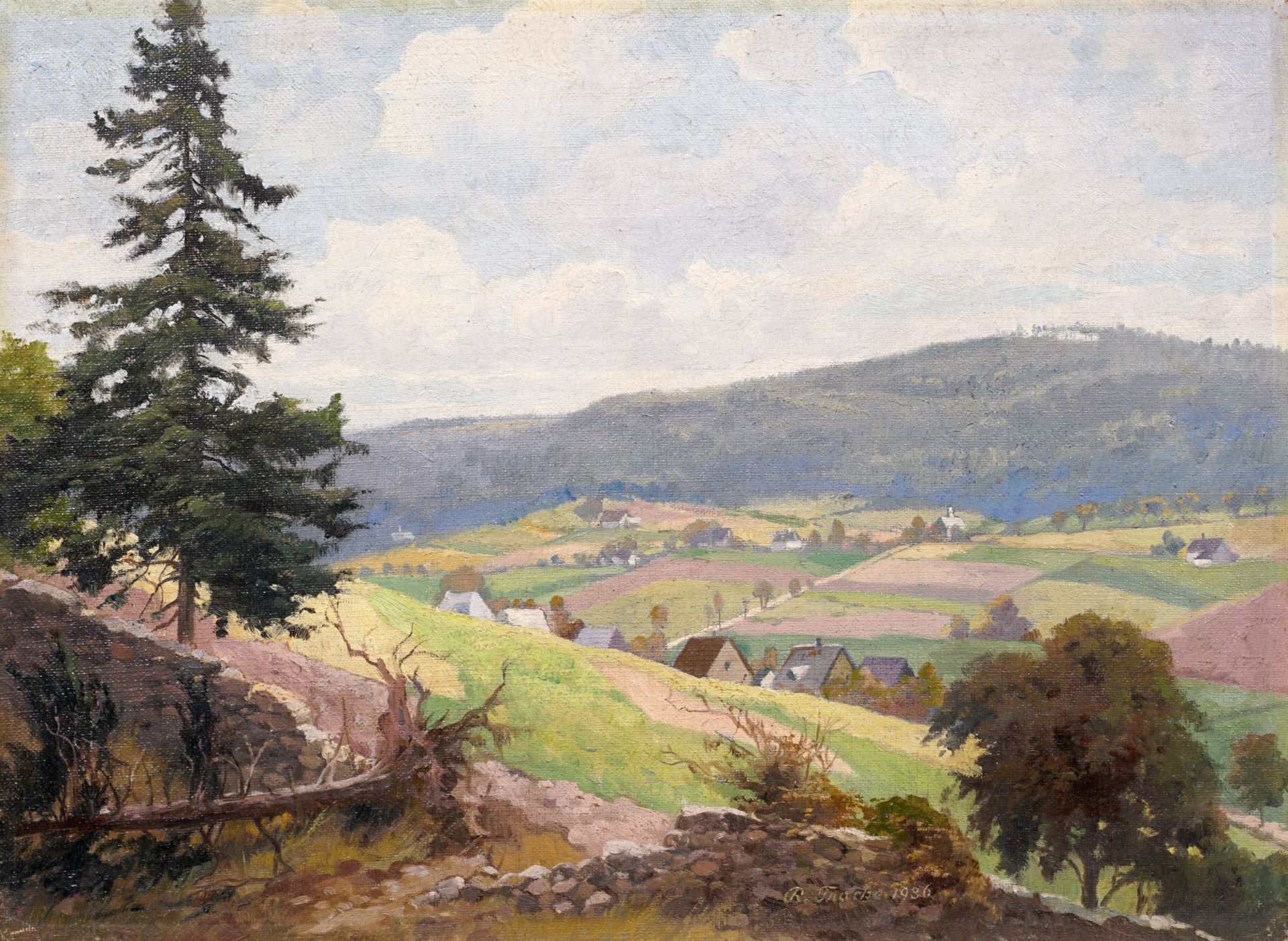 Rudolf Johann Friedrich Trache, Landschaft bei Neustadt in Sachsen (?). 1936.