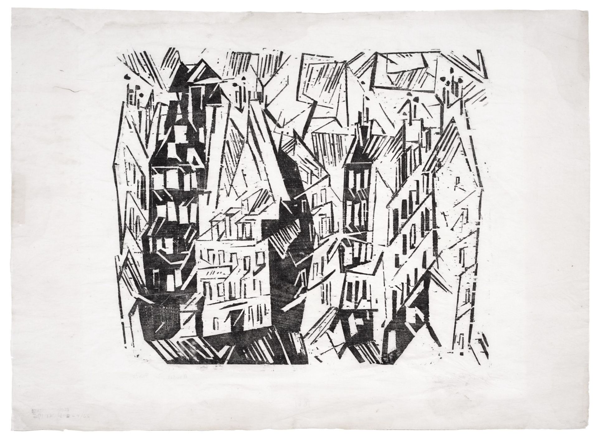 Lyonel Feininger "Houses in Paris" (Pariser Häuser). 1918. - Image 2 of 4