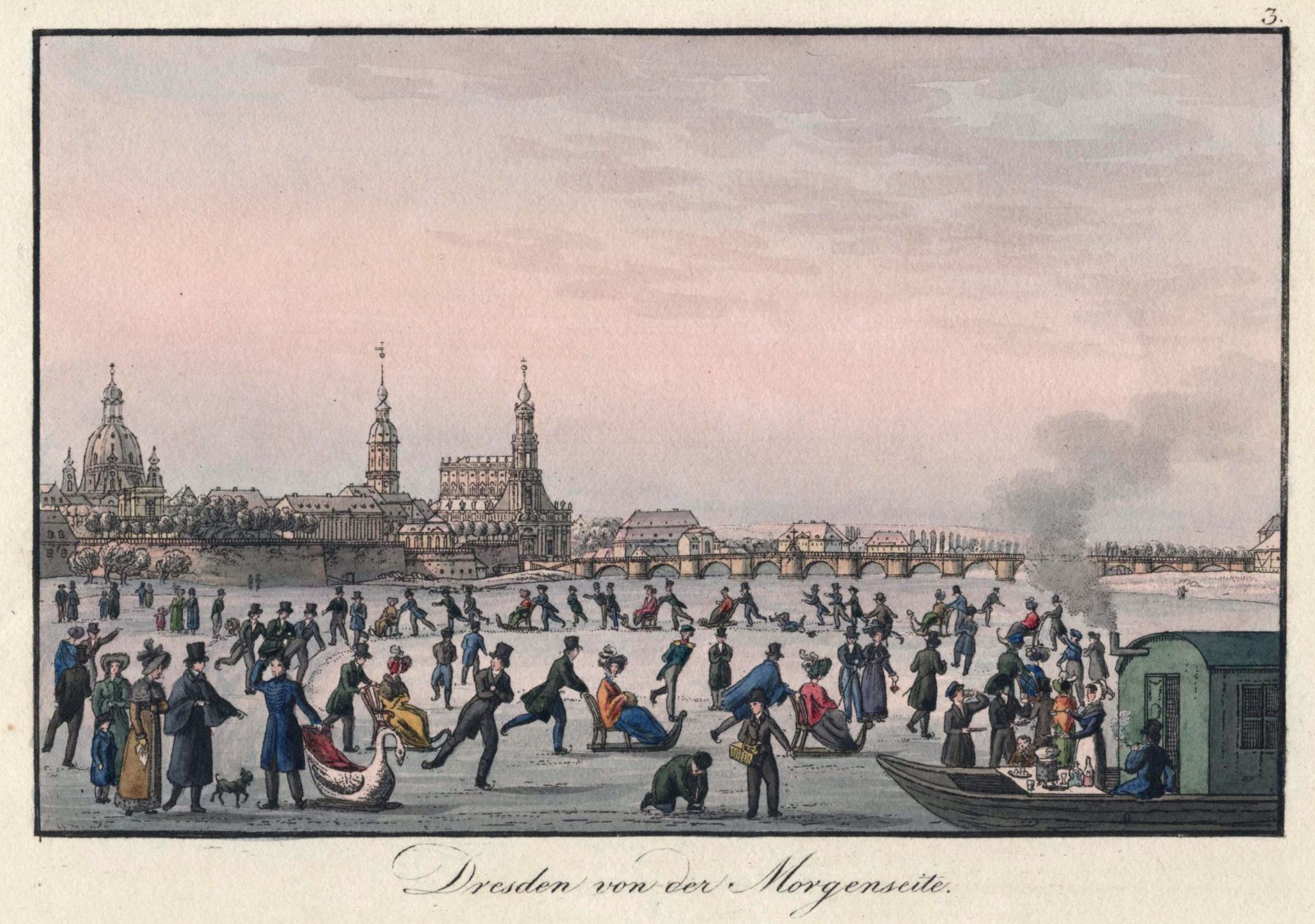 Johann Carl August Richter "Dresden vor der Morgenseite". Um 1830.