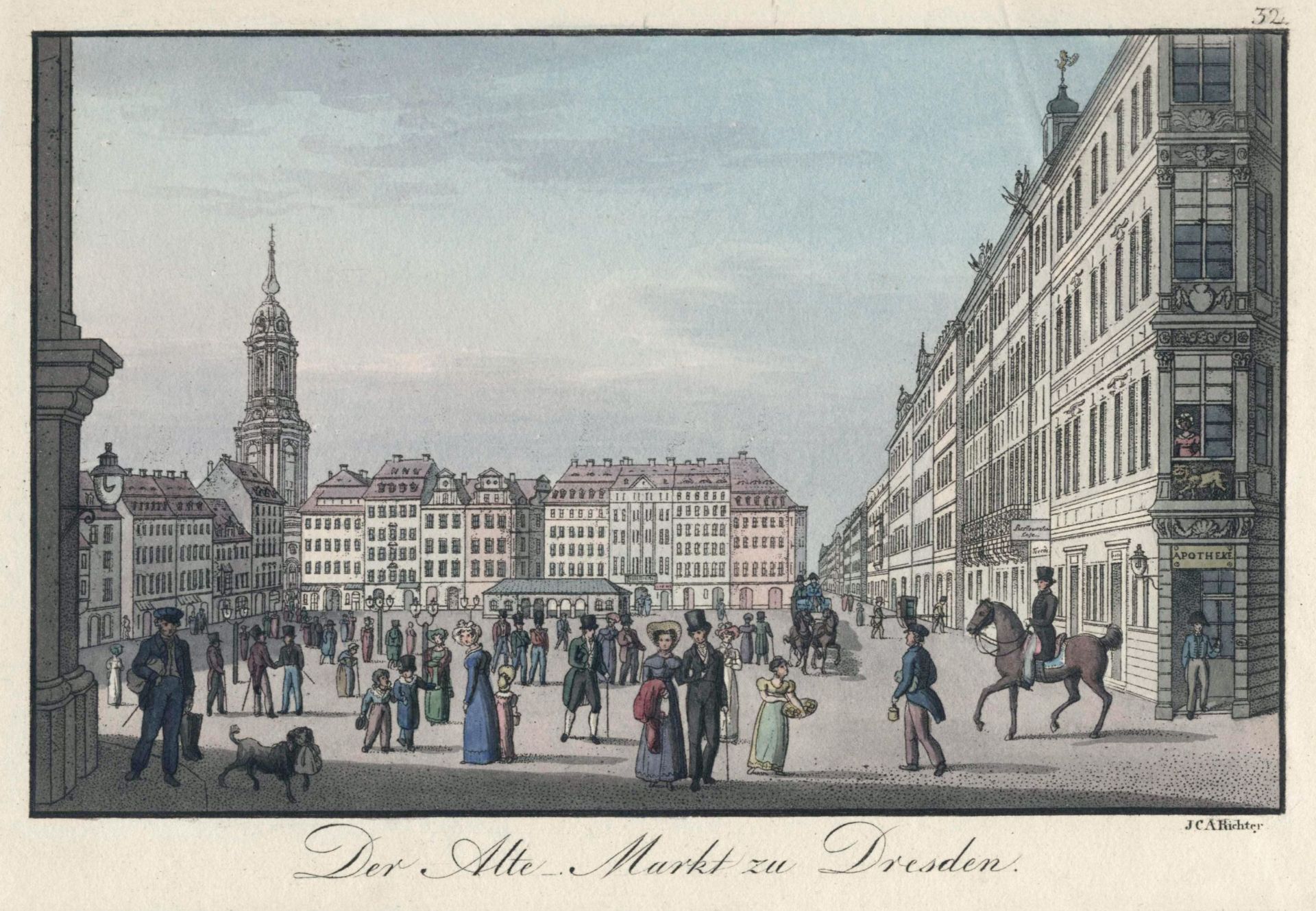 Johann Carl August Richter "Der Alte Markt zu Dresden". Um 1830.