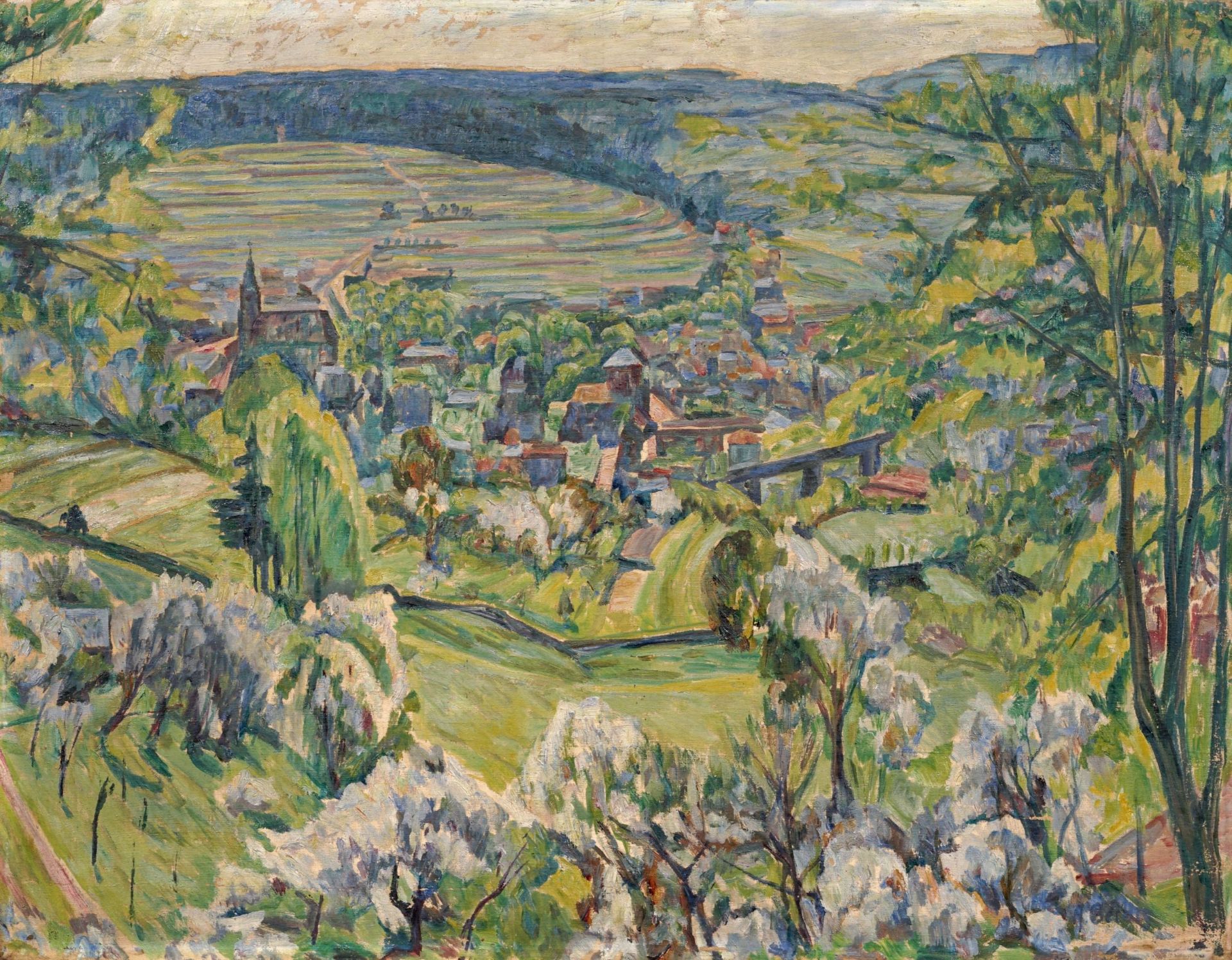 Alexander Gerbig "Frühling" (Thüringer Landschaft?). Wohl 1920er/1930er Jahre.