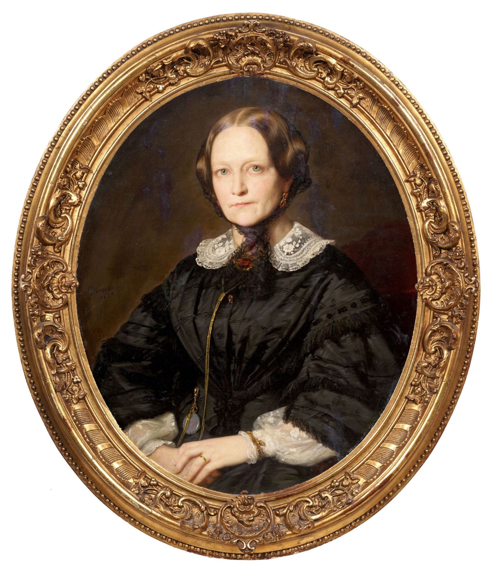 Albert Phillip Gliemann, Bildnis der Maria Antonia von Neapel, Großherzogin der Toskana (?). 1852. - Image 3 of 3