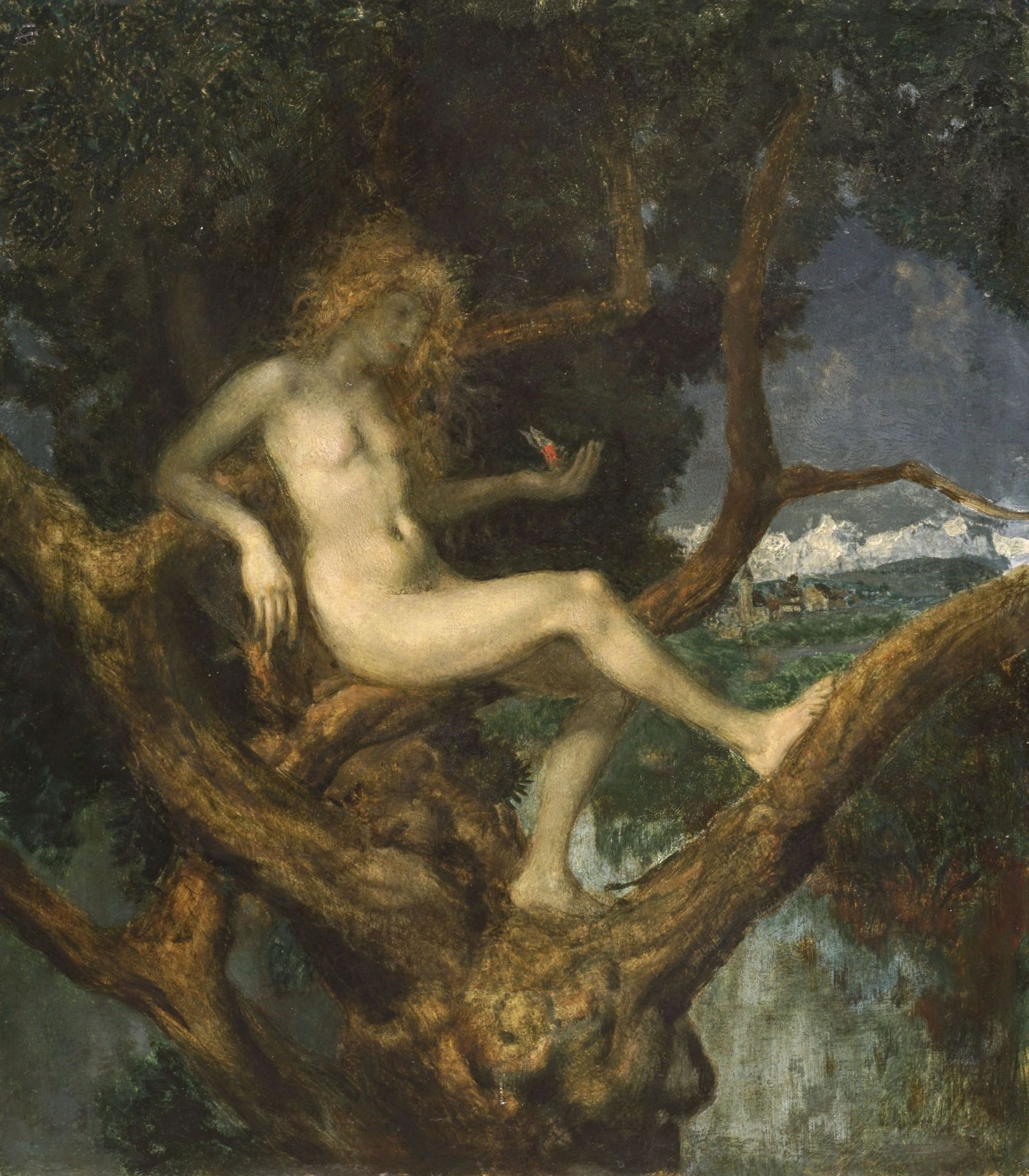 Theodor Baierl (zugeschr.), Nymphe im Baum. Frühes 20. Jh.