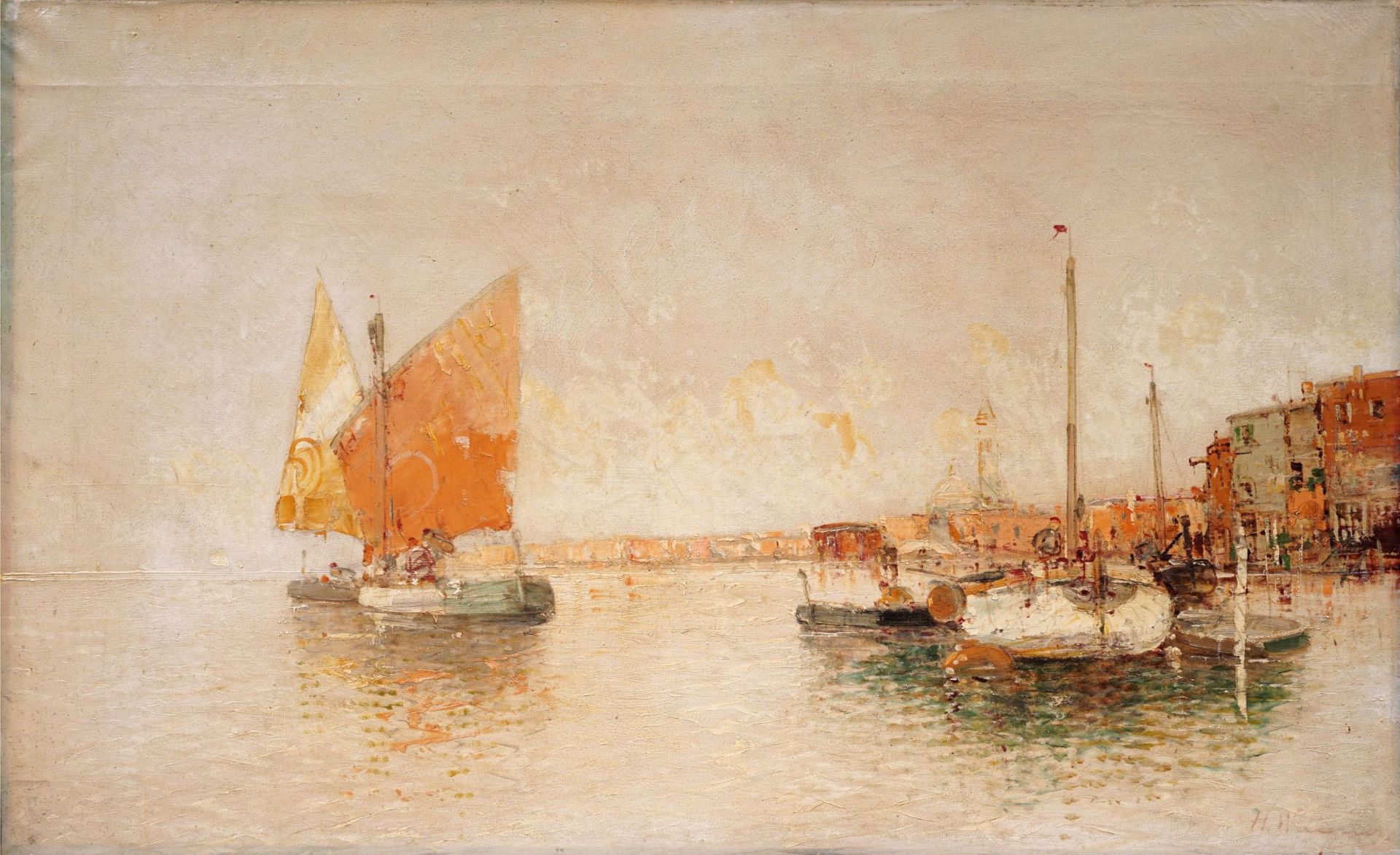Georg Fischhof, Venedig – Blick über die Lagune, im Hintergrund San Marco. Um 1899.