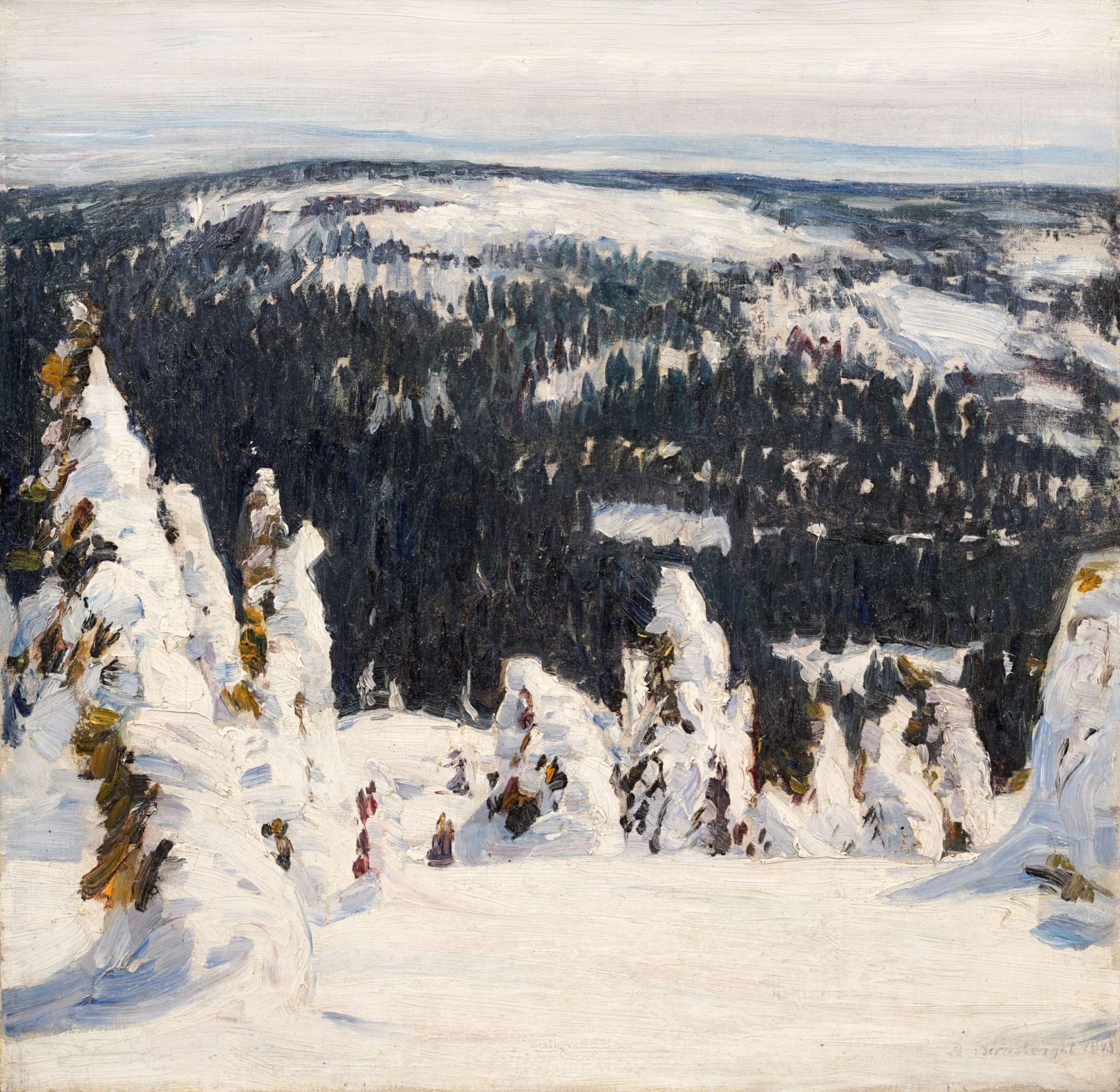 Richard Birnstengel "Verschneite Bäume" (Bayrischer Wald). 1913.