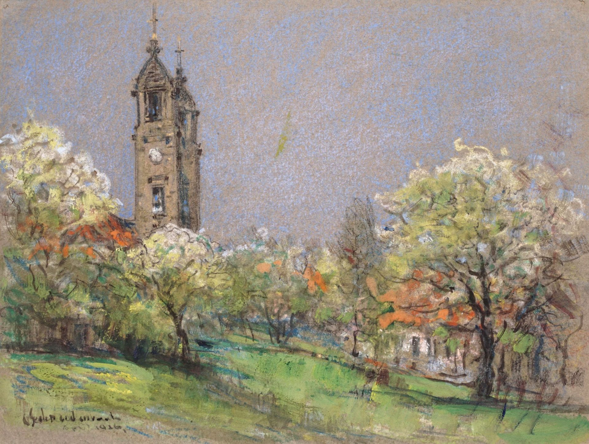 Camillo Schneidenbach, Dresden – Blick auf die Christuskirche in Strehlen. 1926.