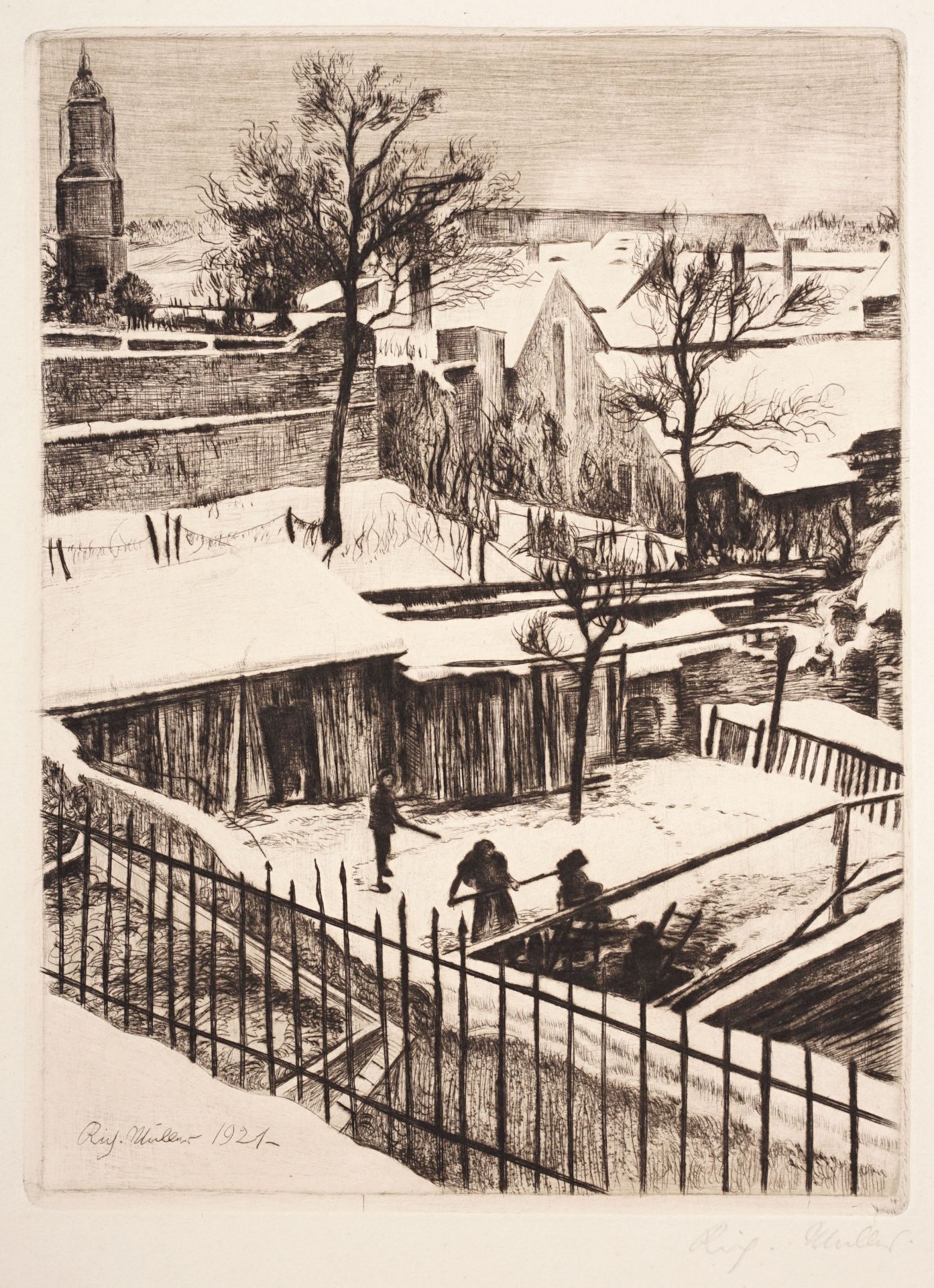 Richard Müller "Schneelandschaft" (Meissen). 1921.