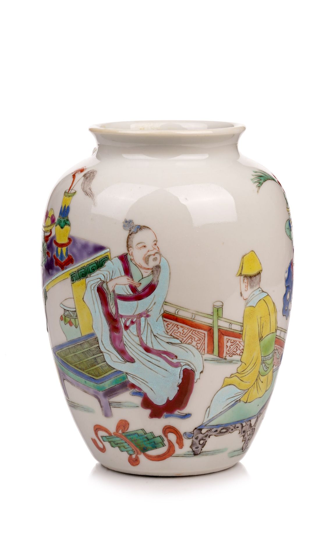 Balustervase im Wucai-Stil. China. Qing-Dynastie, wohl spätes 19. / frühes 20. Jh.