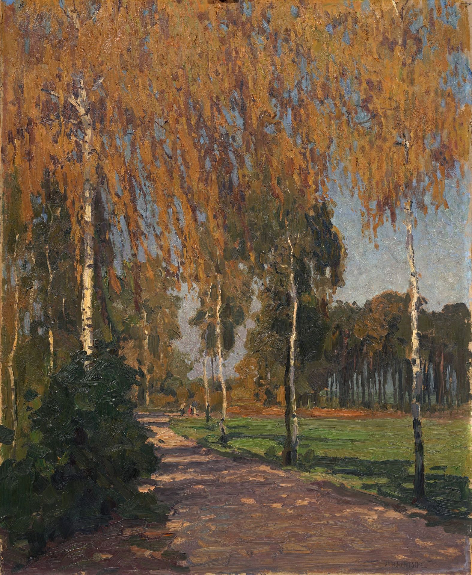 Hans Rudolf Hentschel "Birkenweg im Herbst". Frühes 20. Jh.