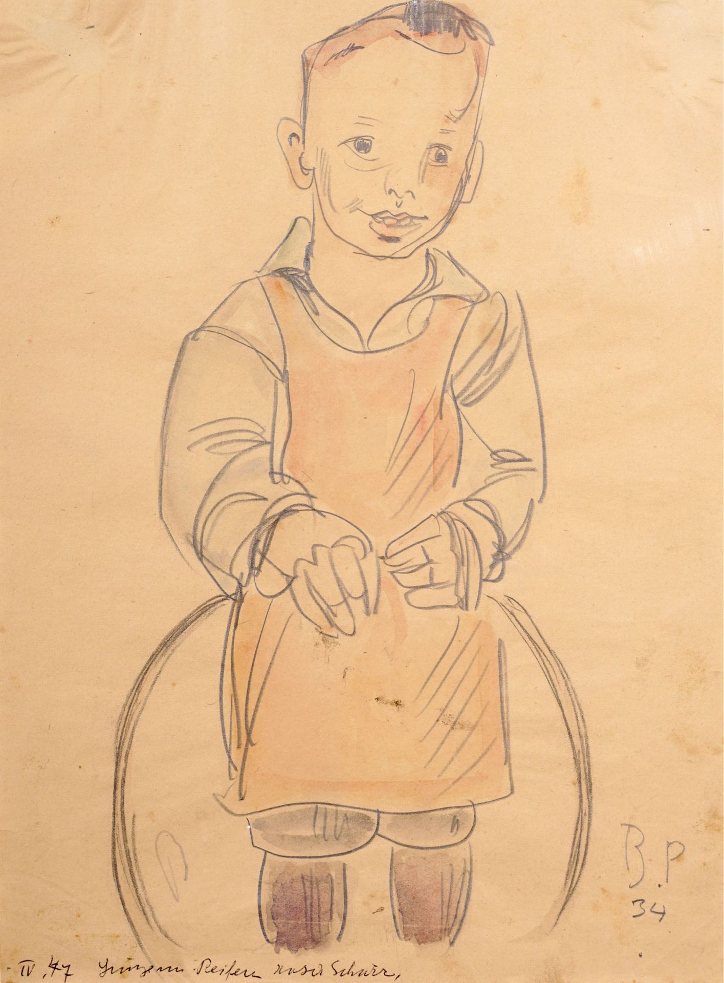 Tina Bauer-Pezellen "Junge mit Reifen und rosa Schürze". 1934.