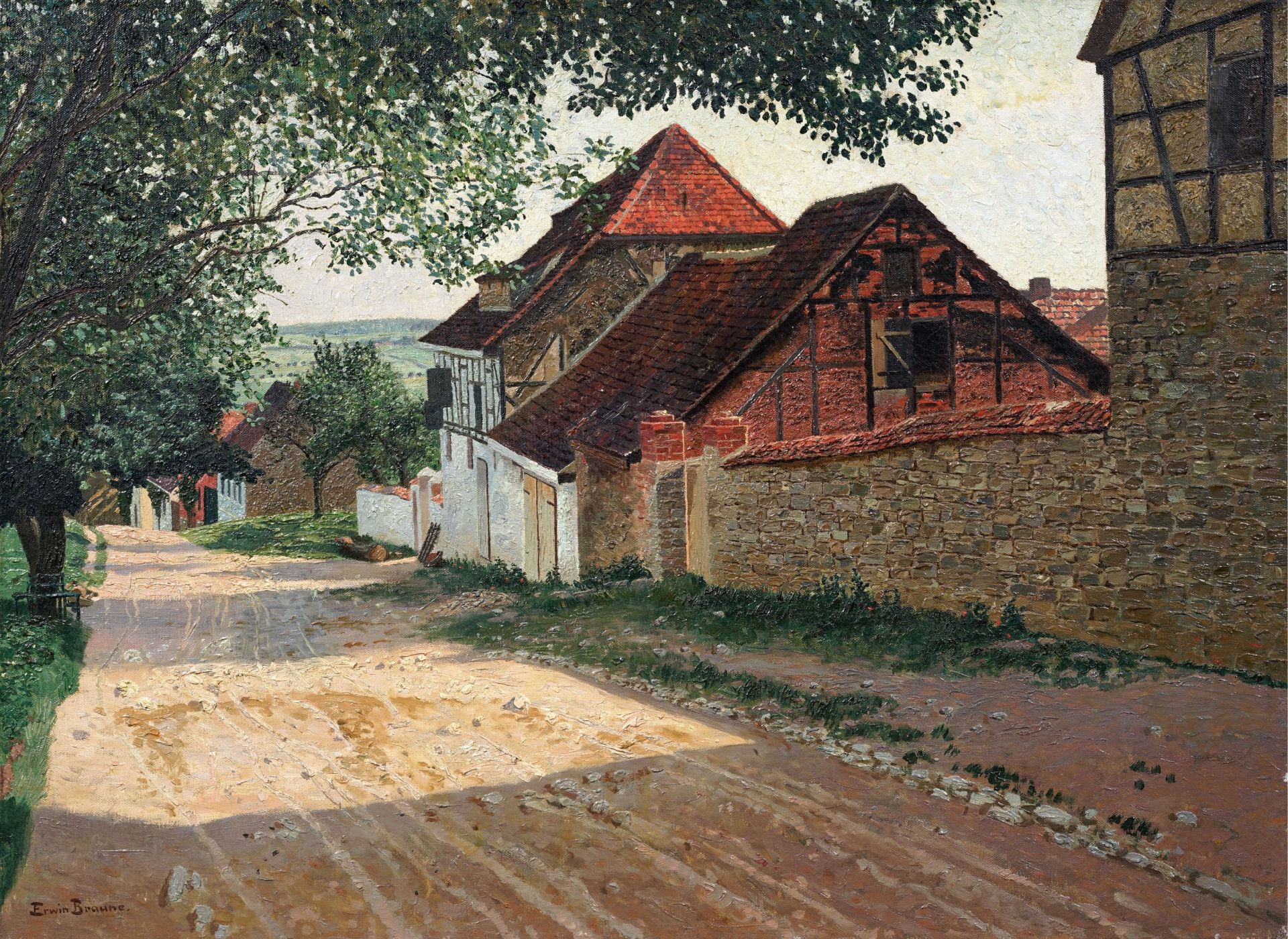 Erwin Braune, Dorfstraße im Weimarer Land. 1927.