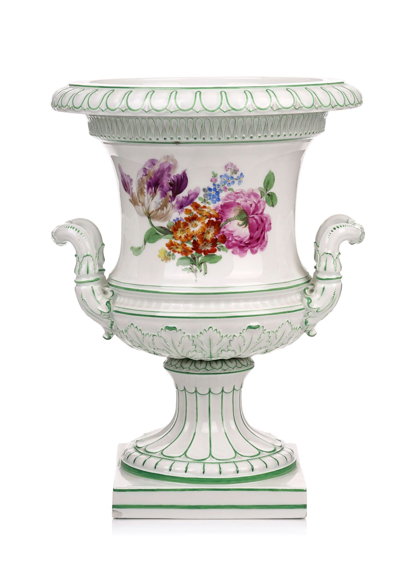 Große Kratervase mit zwei Blumenbuketts. Ernst August Leuteritz für Meissen. 1851. - Bild 2 aus 4