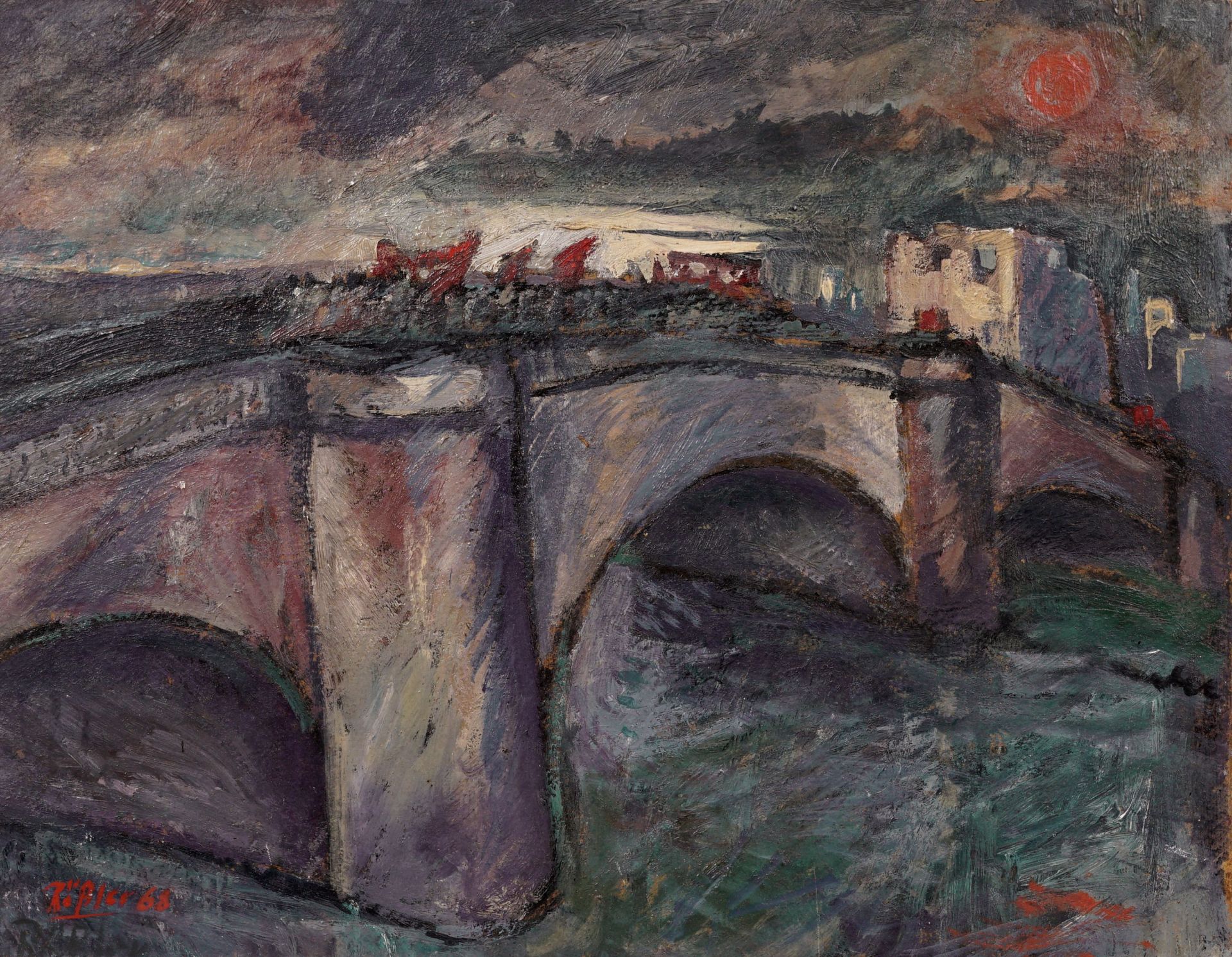 Klaus Rößler "Augustus-Brücke 1945 Dresden". 1968.