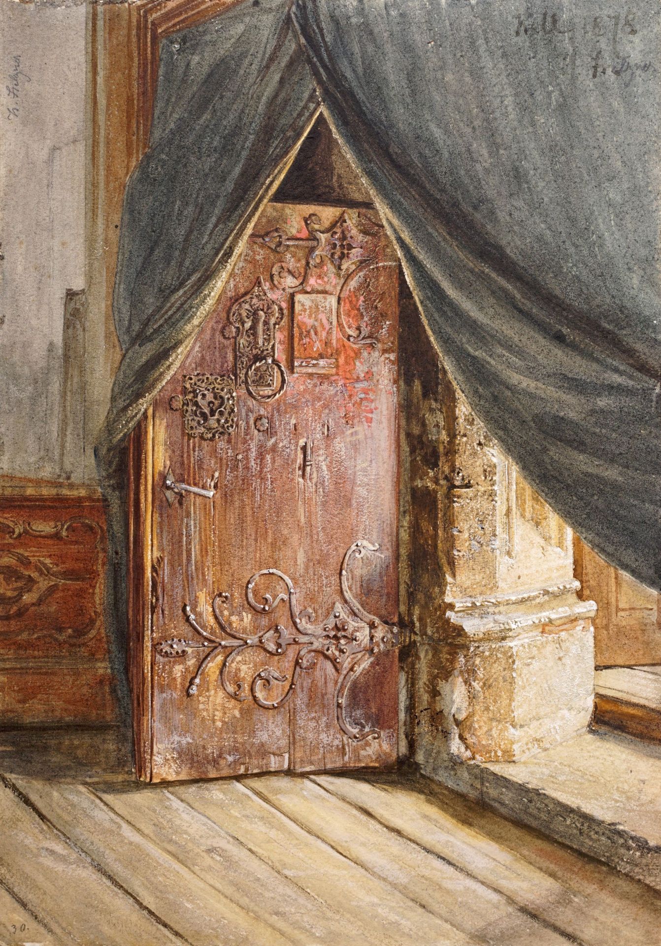 Heinrich Stelzner "Alte Tür in der Kirche von Hall" (Tirol). 1878.