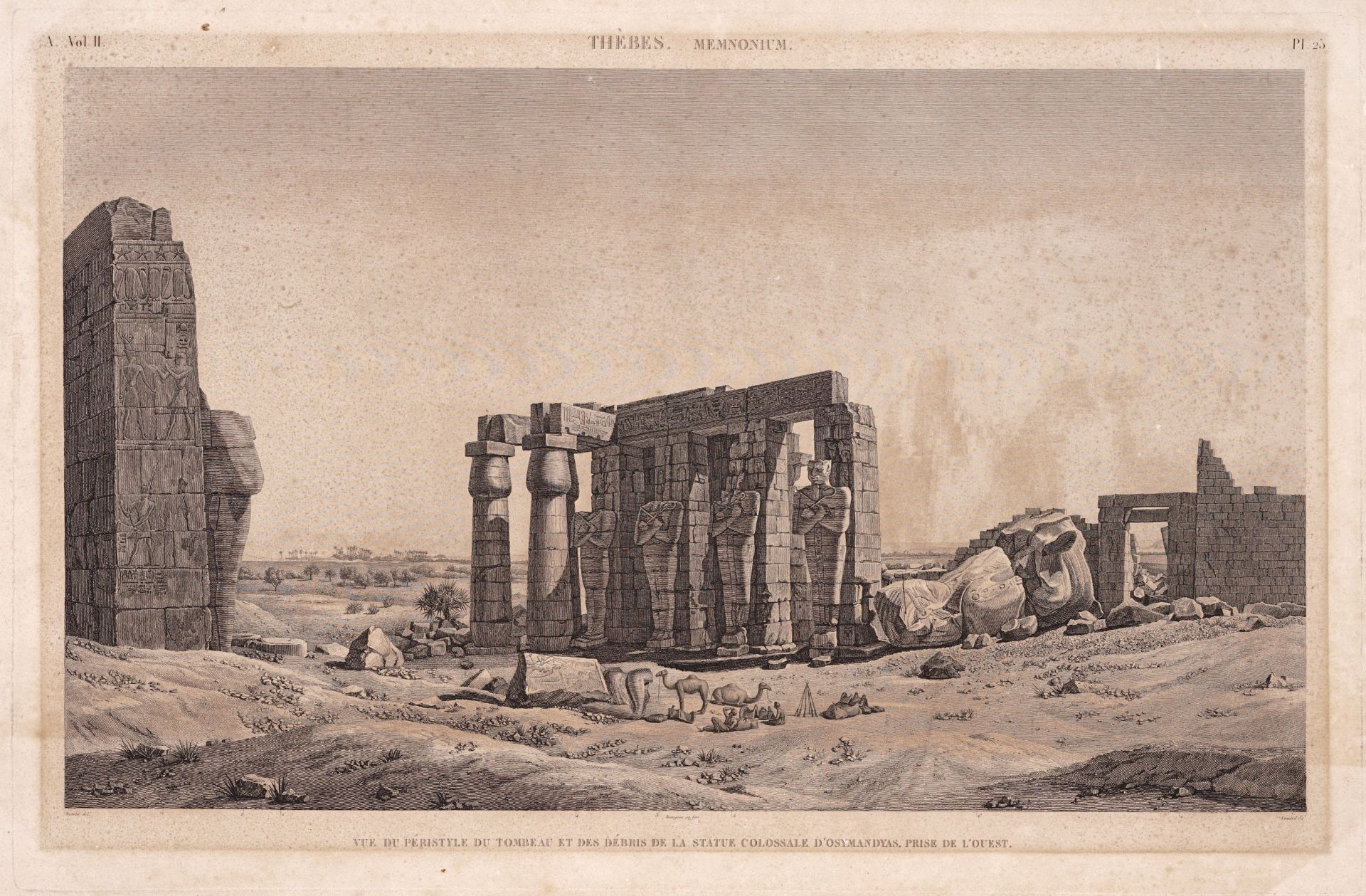 Jean-Baptiste Liénard nach André Dutertre "THEBES. Memnonium. – Vue de pe´ristyle du tombeau et...