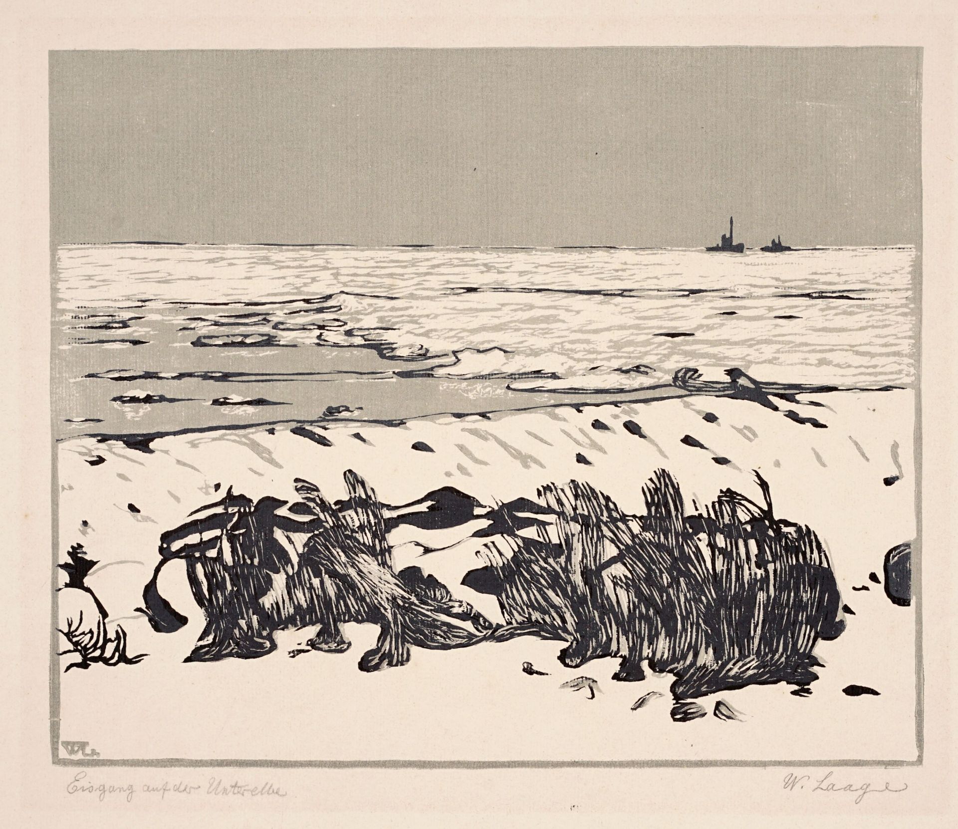 Wilhelm Laage "Eisgang auf der Unterelbe". 1907.