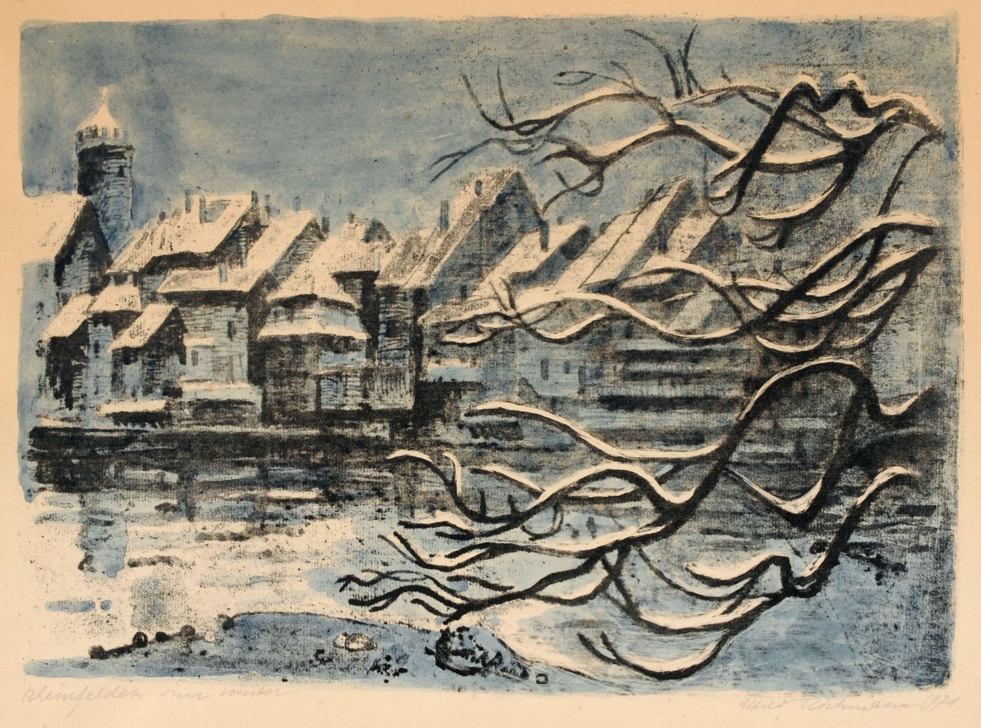 Alfred Teichmann "Rheinfelden im Winter" / "Rothenburg o.T.". 1971 / wohl 1930er Jahre.