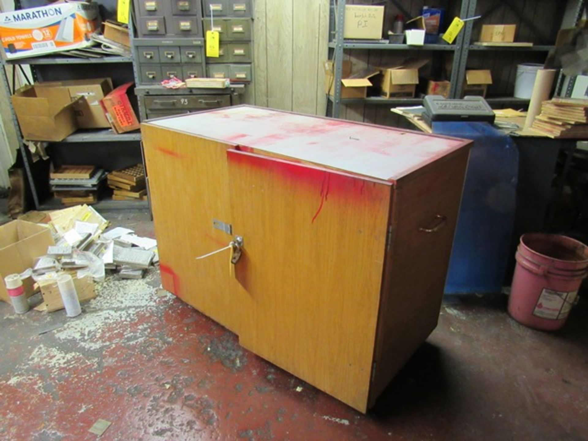 Wooden Wheeled Cabinet, Approx. 48in L x 25in. W, Rigging Fee: $50